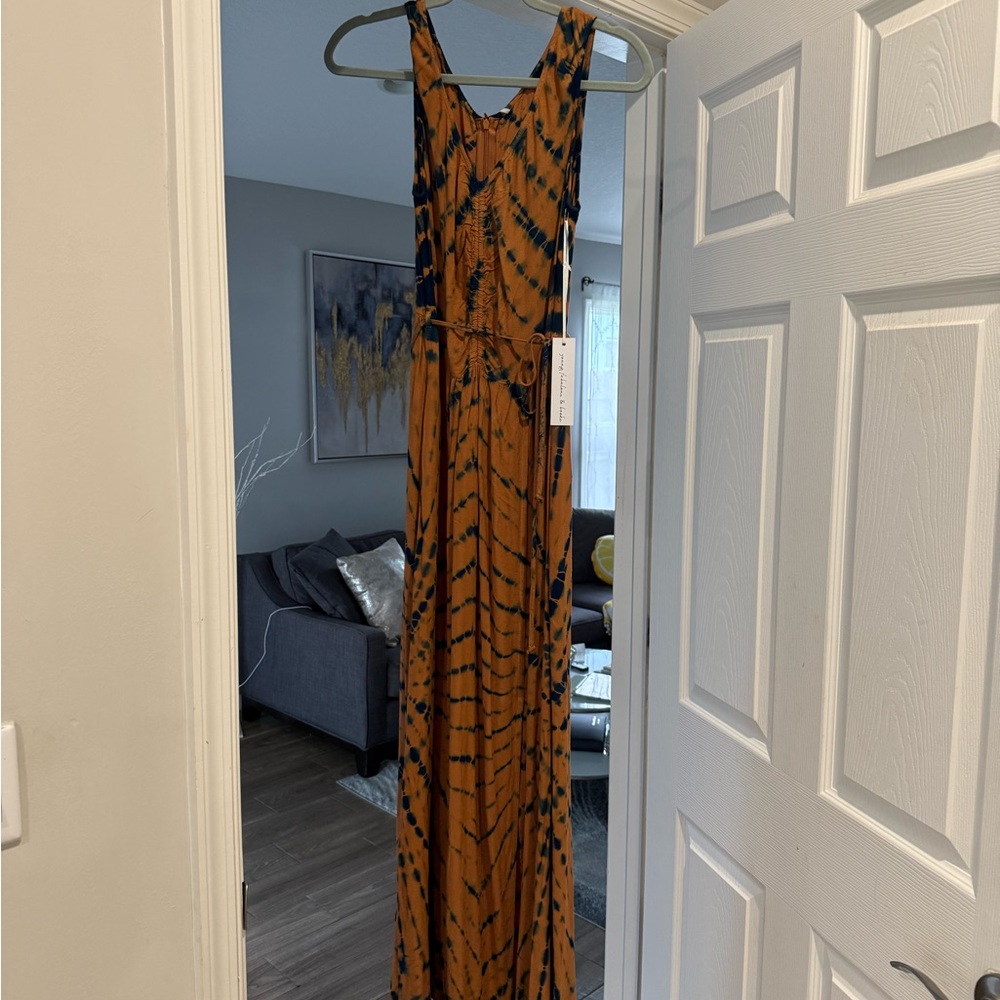 Young Fabulous & Broke Brown Black Spaghetti Strap Sundress Maxi dress 👗